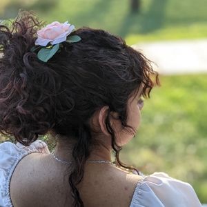 Light pink flower hair clip